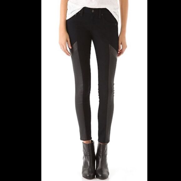 rag & bone The Grand Prix Motocross Leather Blue Black Jeans Size 25 NWOT - Picture 9 of 13